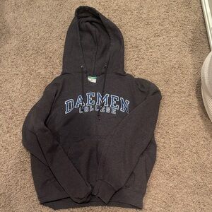 Champion Dark Grey Hoodie with Blue Lettering